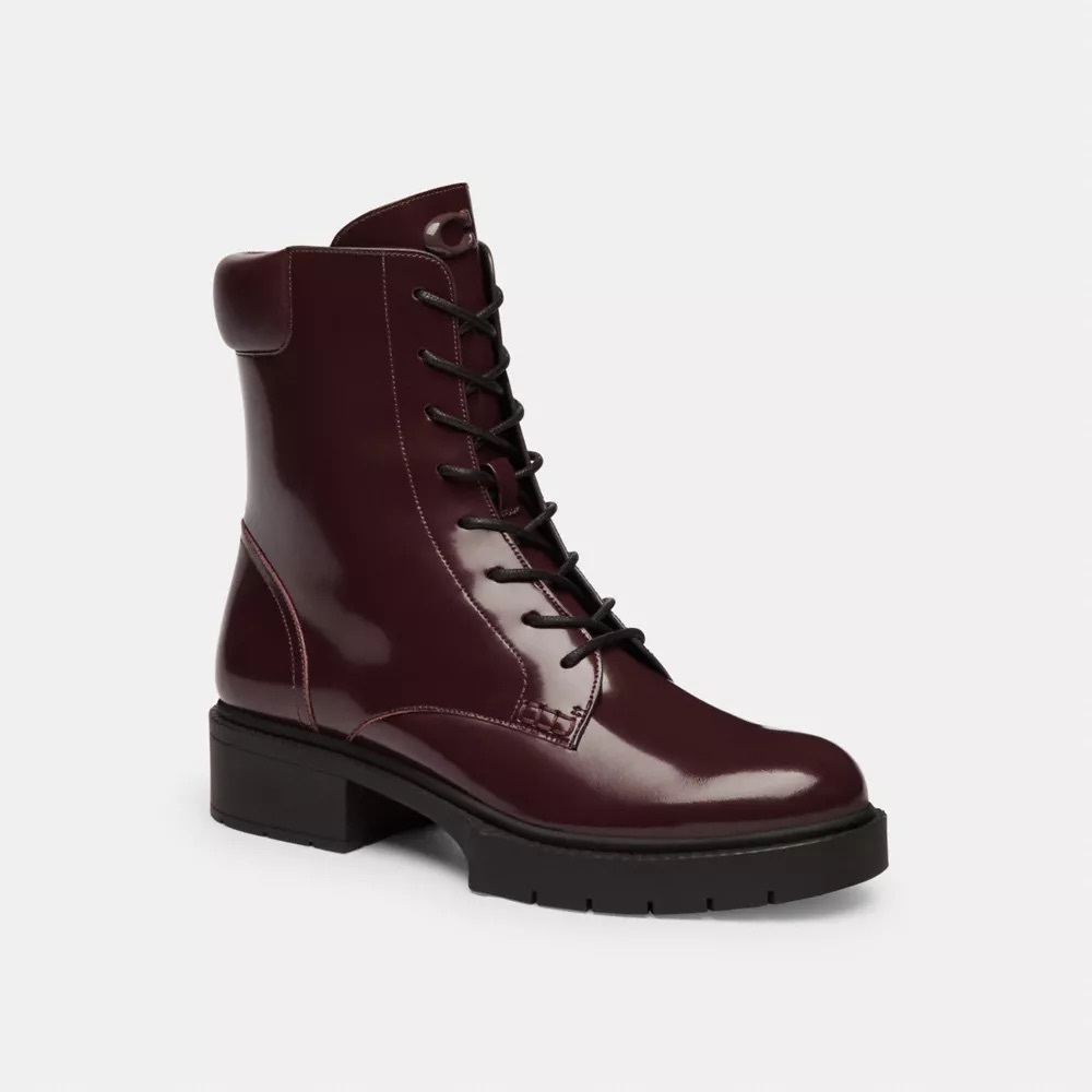 Coach Dark Burgundy Combat Winter Boots